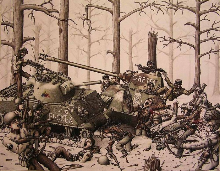 漫画二战经典战役 小图片展示残酷历史 美军的坦克歼击车和德国