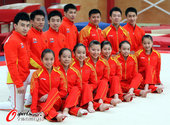2012年7月19日，2012年伦敦奥运会，中国体操奥运代表队训练备战。